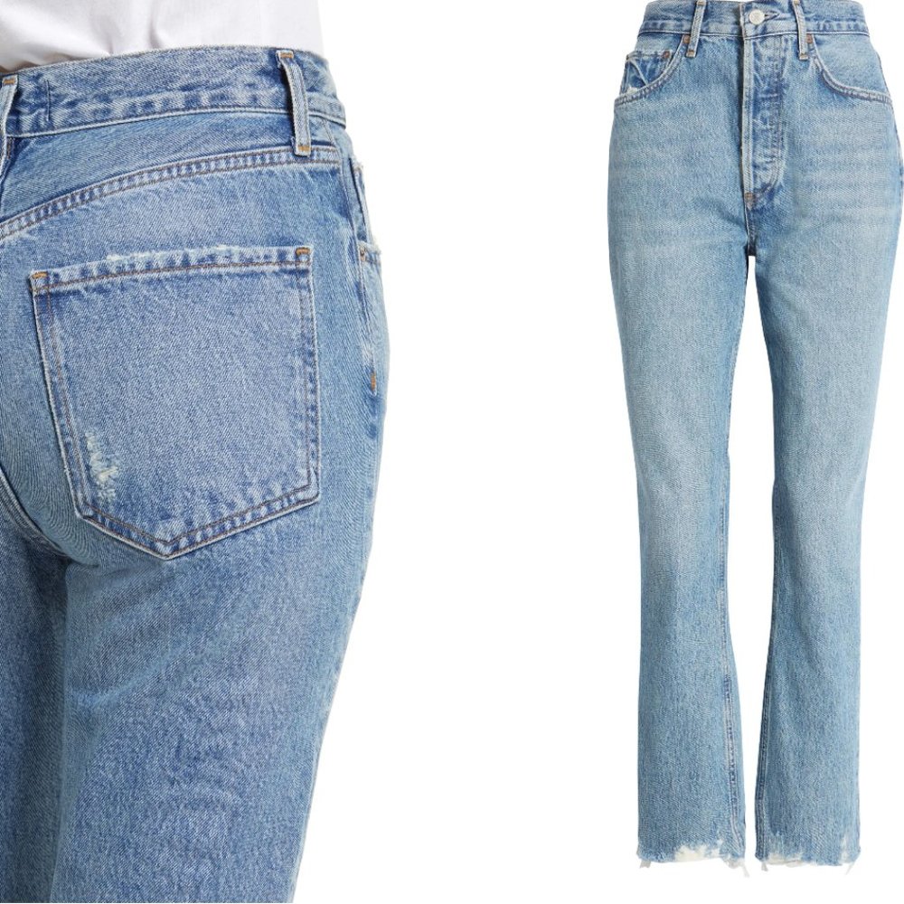 AGOLDE Riley High Waist Chewed Hem Organic Cotton Jeans Size 26